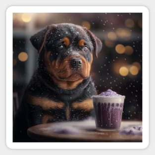 Rottweiler Puppy Snowy Art Sticker